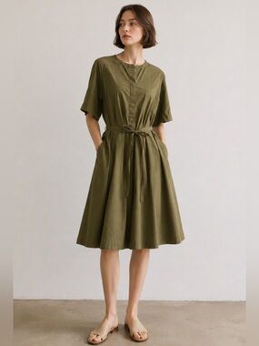 cos low cut back linen dress V-NECK OPEN-BACK LINEN MINI DRESS - LIGHT BLUE